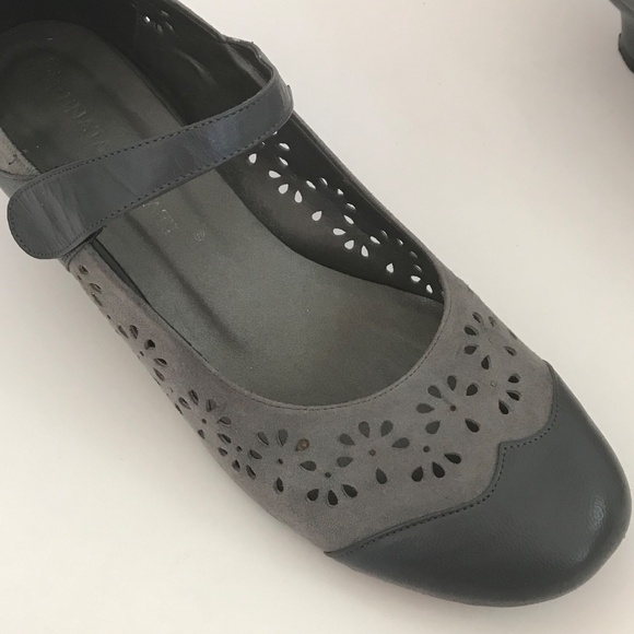 RENATA DONATI Mary Jane Kitten Heel Pumps Leather Heels Gray Women’s Size EU39 - Picture 5 of 16